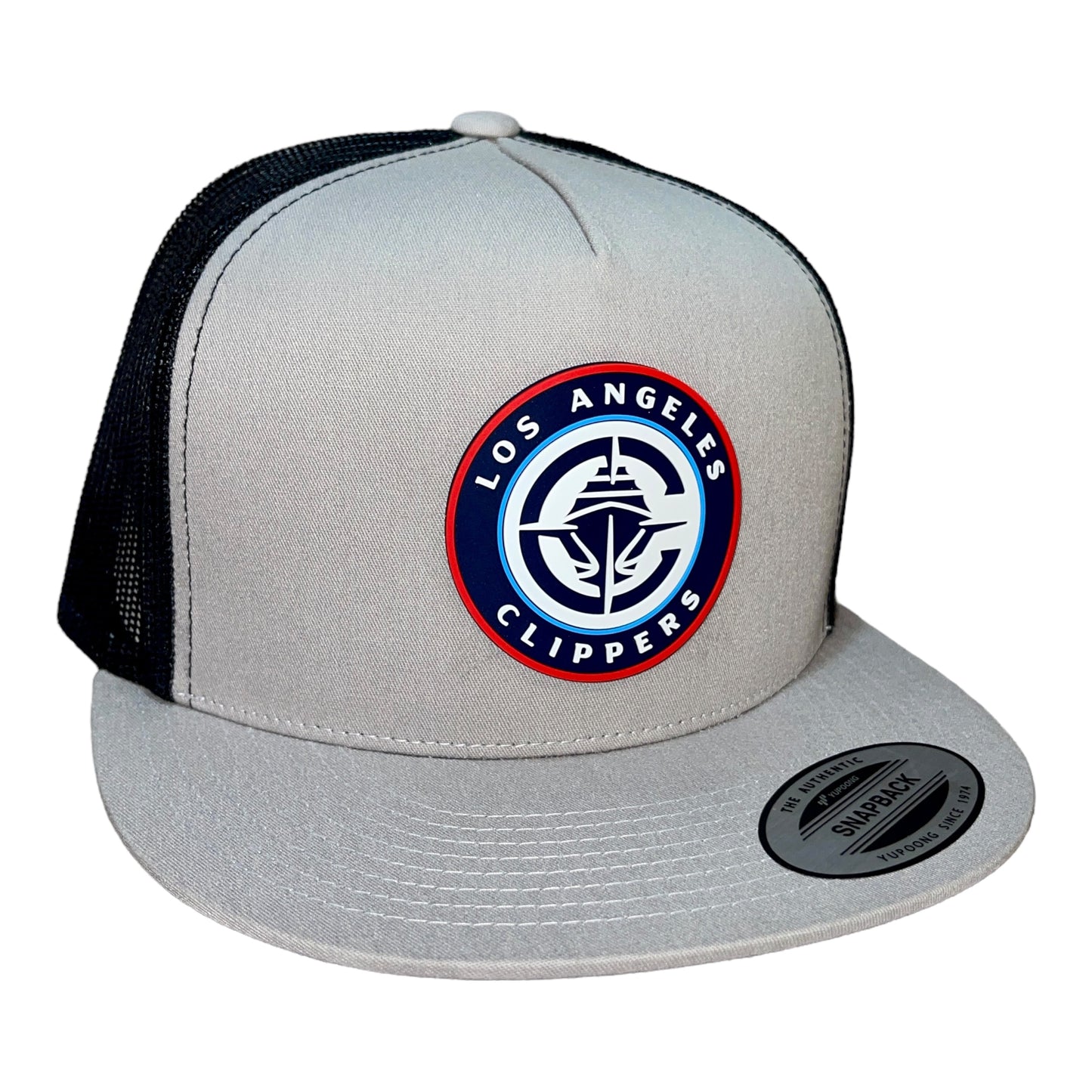 LA Clippers 3D YP Snapback Flat Bill Trucker Hat- Silver/ Black