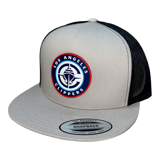 LA Clippers 3D YP Snapback Flat Bill Trucker Hat- Silver/ Black