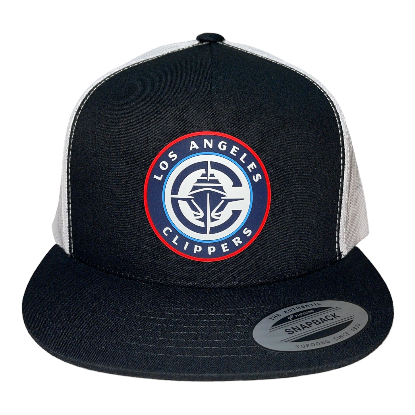 LA Clippers 3D YP Snapback Flat Bill Trucker Hat- Black/ White