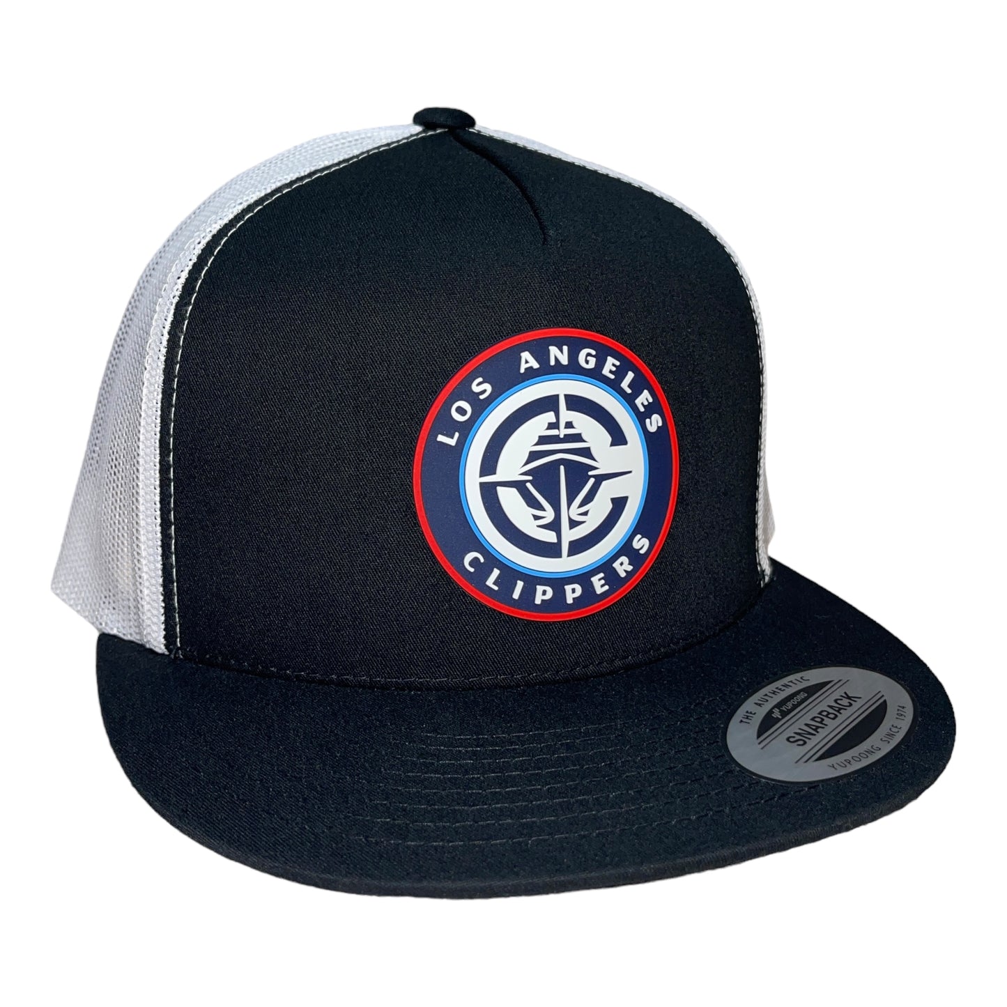 LA Clippers 3D YP Snapback Flat Bill Trucker Hat- Black/ White