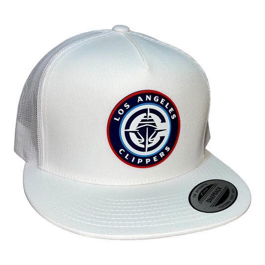 LA Clippers 3D YP Snapback Flat Bill Trucker Hat- White