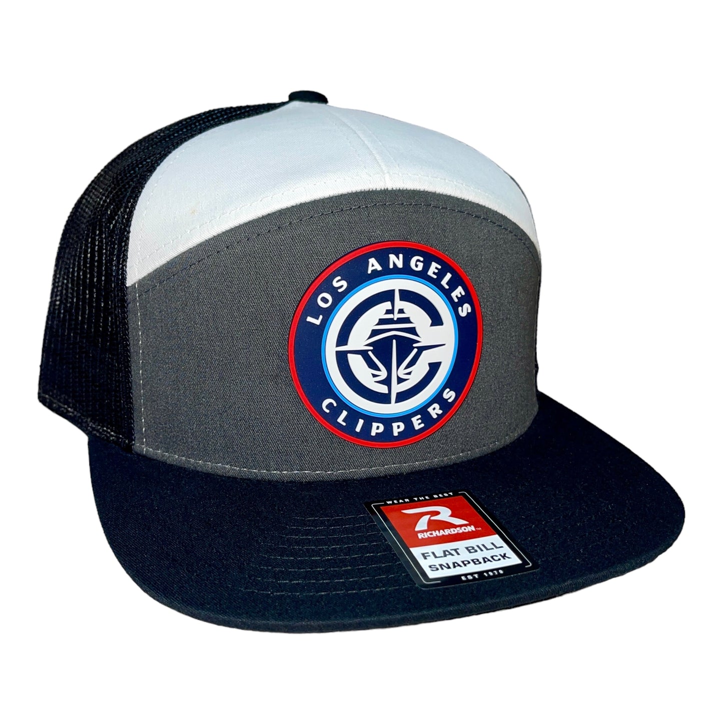 LA Clippers 3D Snapback Seven-Panel Trucker Hat- Charcoal/ White/ Black