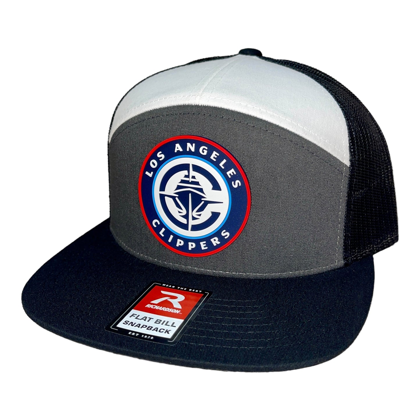 LA Clippers 3D Snapback Seven-Panel Trucker Hat- Charcoal/ White/ Black