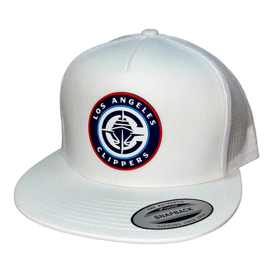 LA Clippers 3D YP Snapback Flat Bill Trucker Hat- White