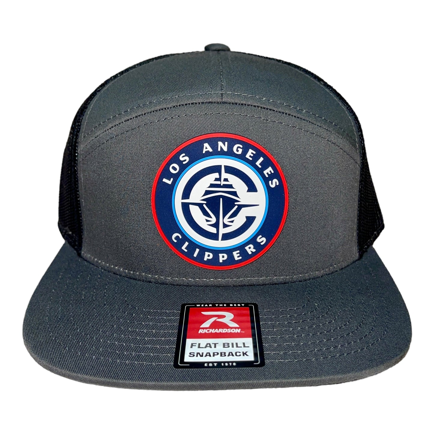 LA Clippers 3D Snapback Seven-Panel Trucker Hat- Charcoal/ Black