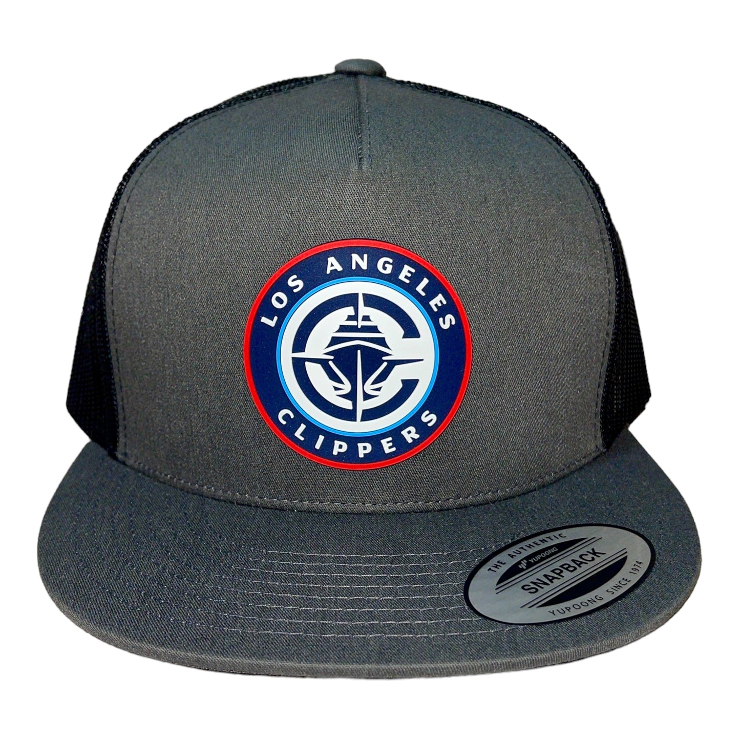 LA Clippers 3D YP Snapback Flat Bill Trucker Hat- Charcoal/ Black