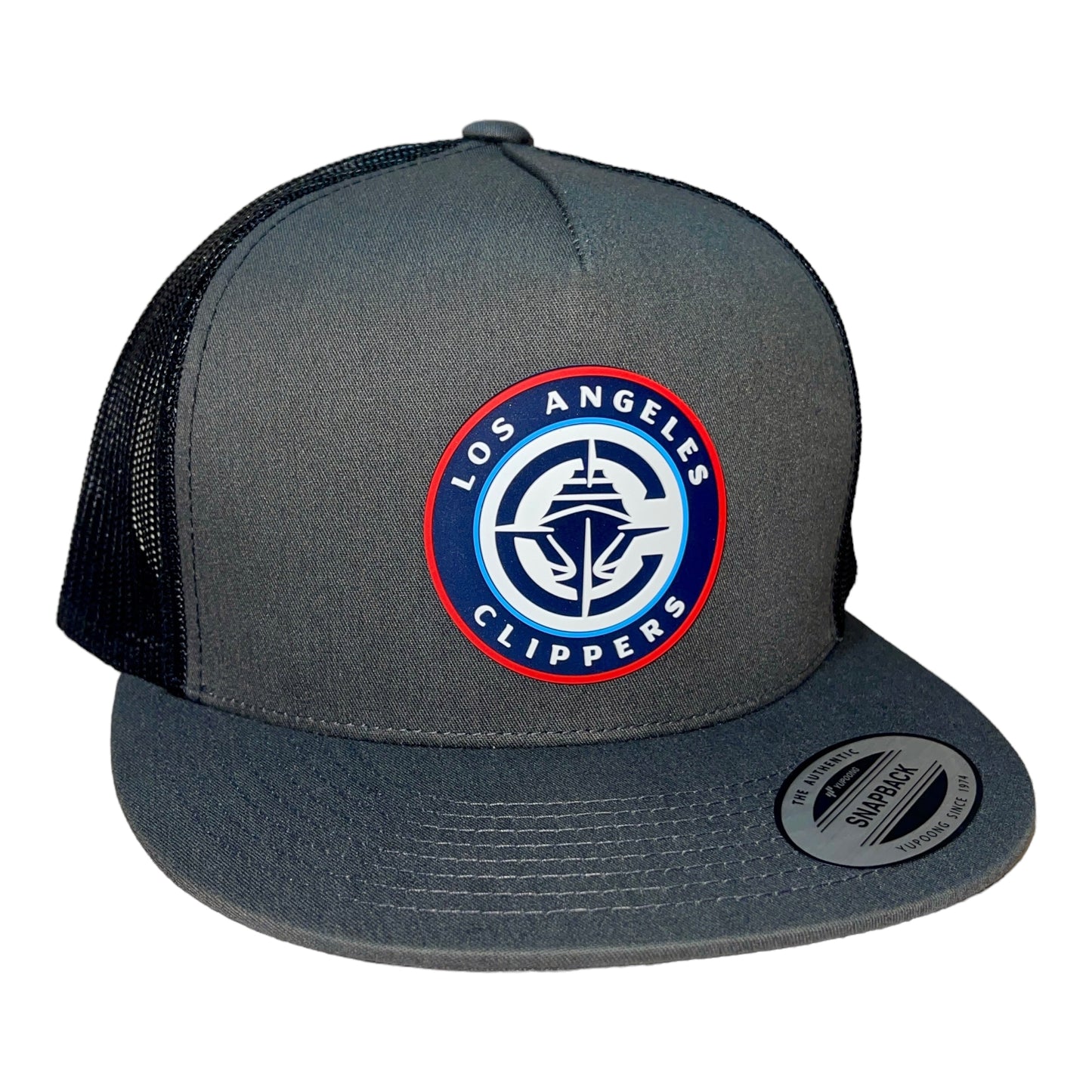 LA Clippers 3D YP Snapback Flat Bill Trucker Hat- Charcoal/ Black