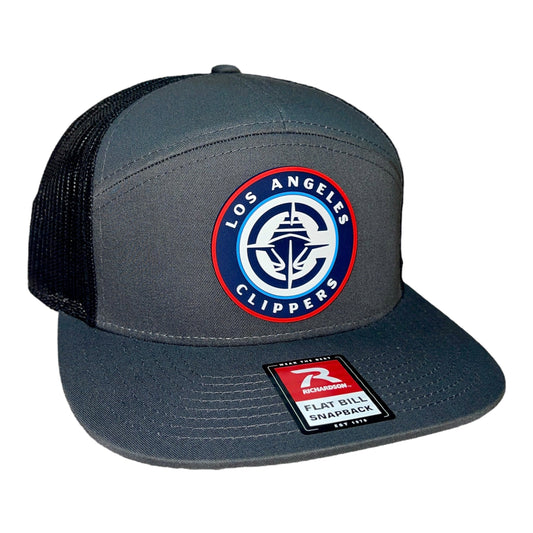 LA Clippers 3D Snapback Seven-Panel Trucker Hat- Charcoal/ Black