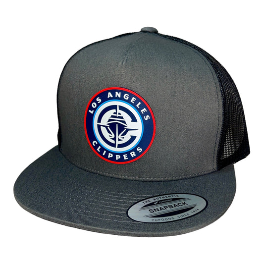 LA Clippers 3D YP Snapback Flat Bill Trucker Hat- Charcoal/ Black