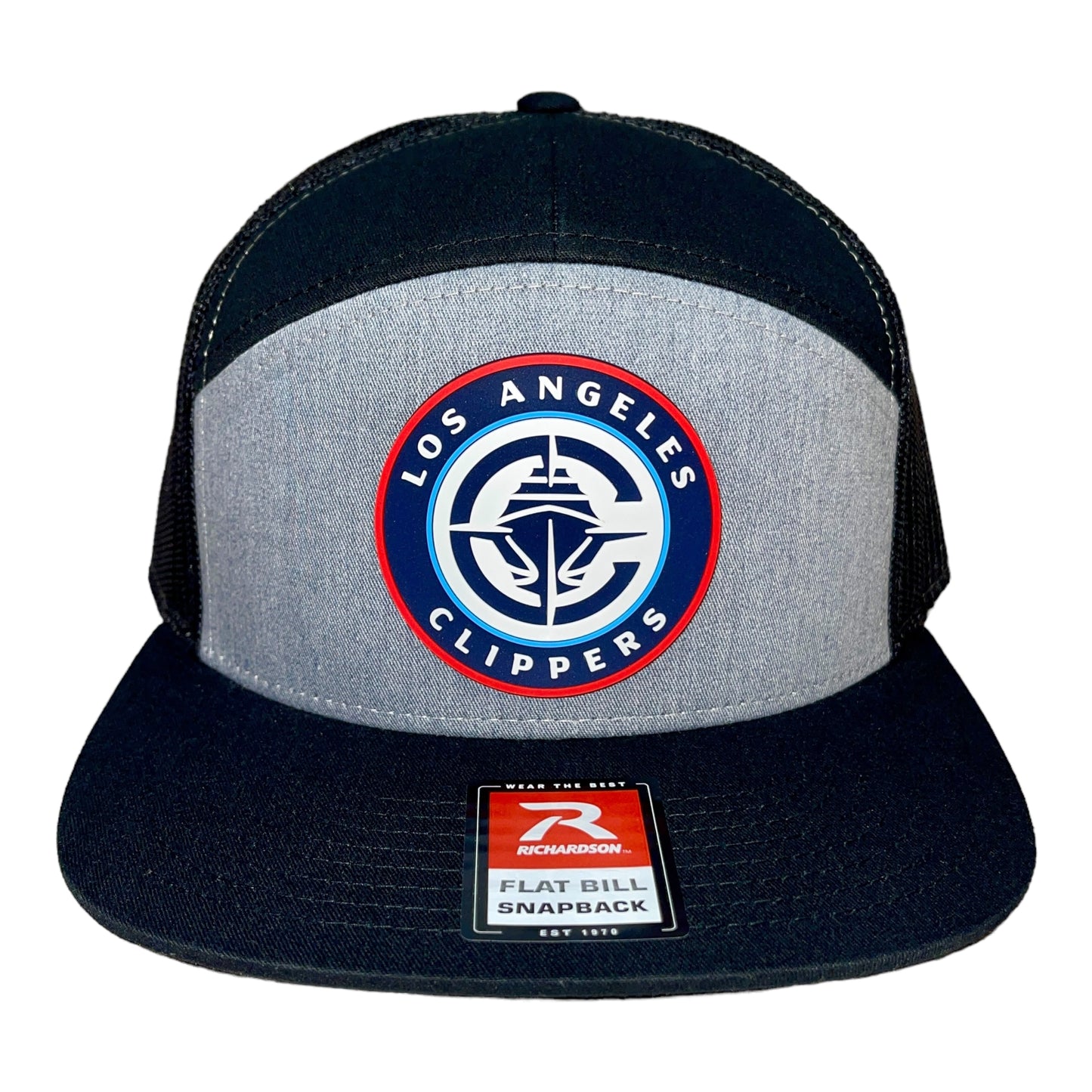 LA Clippers 3D Snapback Seven-Panel Trucker Hat- Heather Grey/ Black