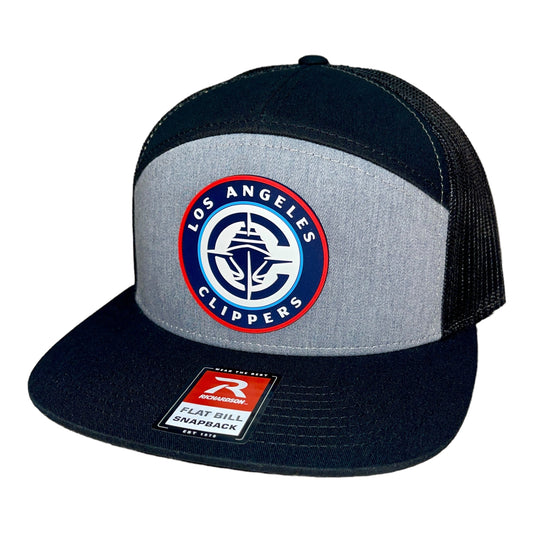 LA Clippers 3D Snapback Seven-Panel Trucker Hat- Heather Grey/ Black