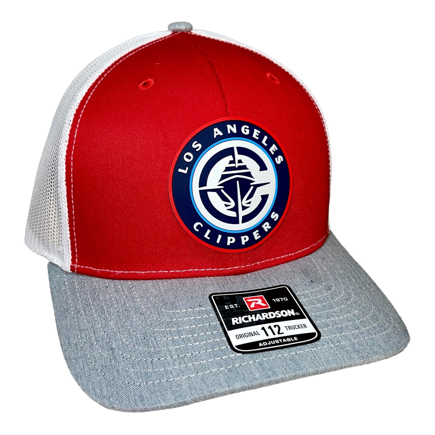 LA Clippers 3D Snapback Trucker Hat- Red/ White/ Heather Grey