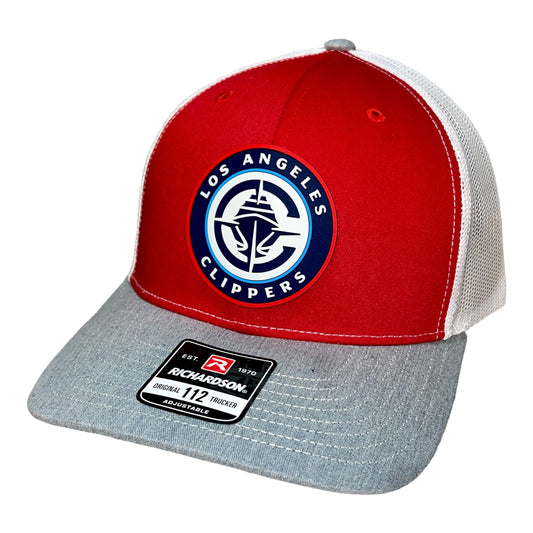 LA Clippers 3D Snapback Trucker Hat- Red/ White/ Heather Grey