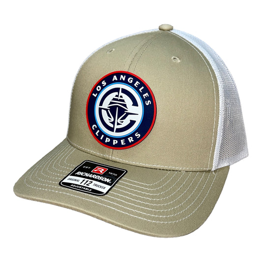 LA Clippers 3D Snapback Trucker Hat- Tan/ White