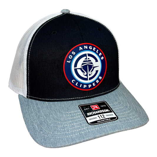 LA Clippers 3D Snapback Trucker Hat- Black/ White/ Heather Grey