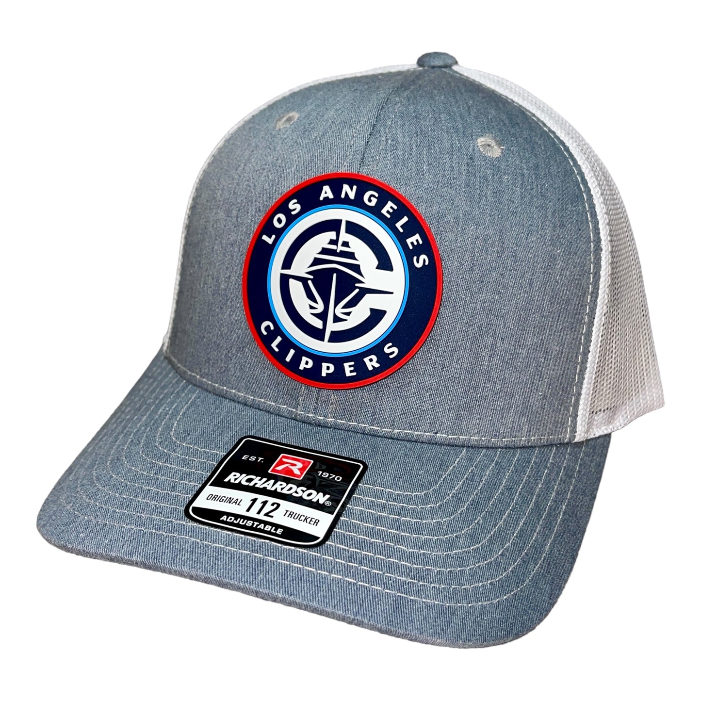 LA Clippers 3D Snapback Trucker Hat- Heather Grey/ White