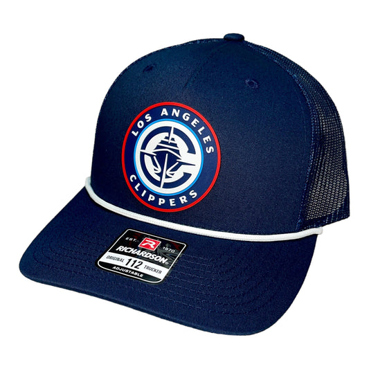 LA Clippers 3D Snapback Trucker Rope Hat- Navy/ White