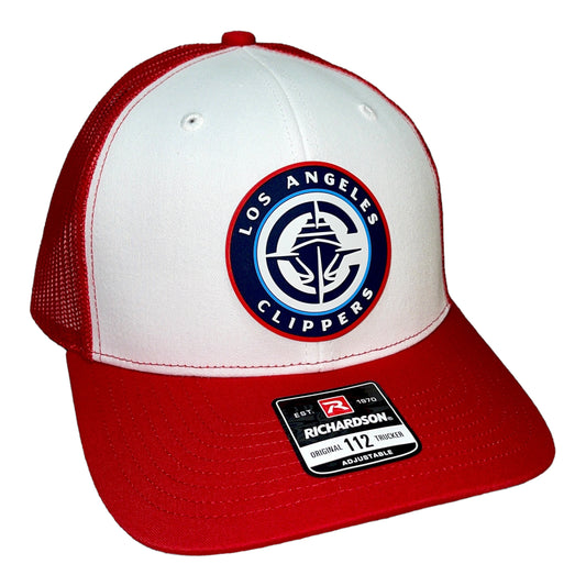 LA Clippers 3D Snapback Trucker Hat- White/ Red