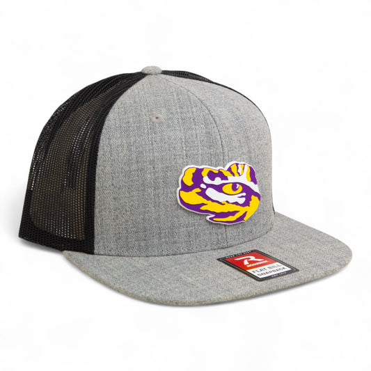LSU Tiger Eye 3D Wool Blend Flat Bill Hat- Heather Grey/ Black