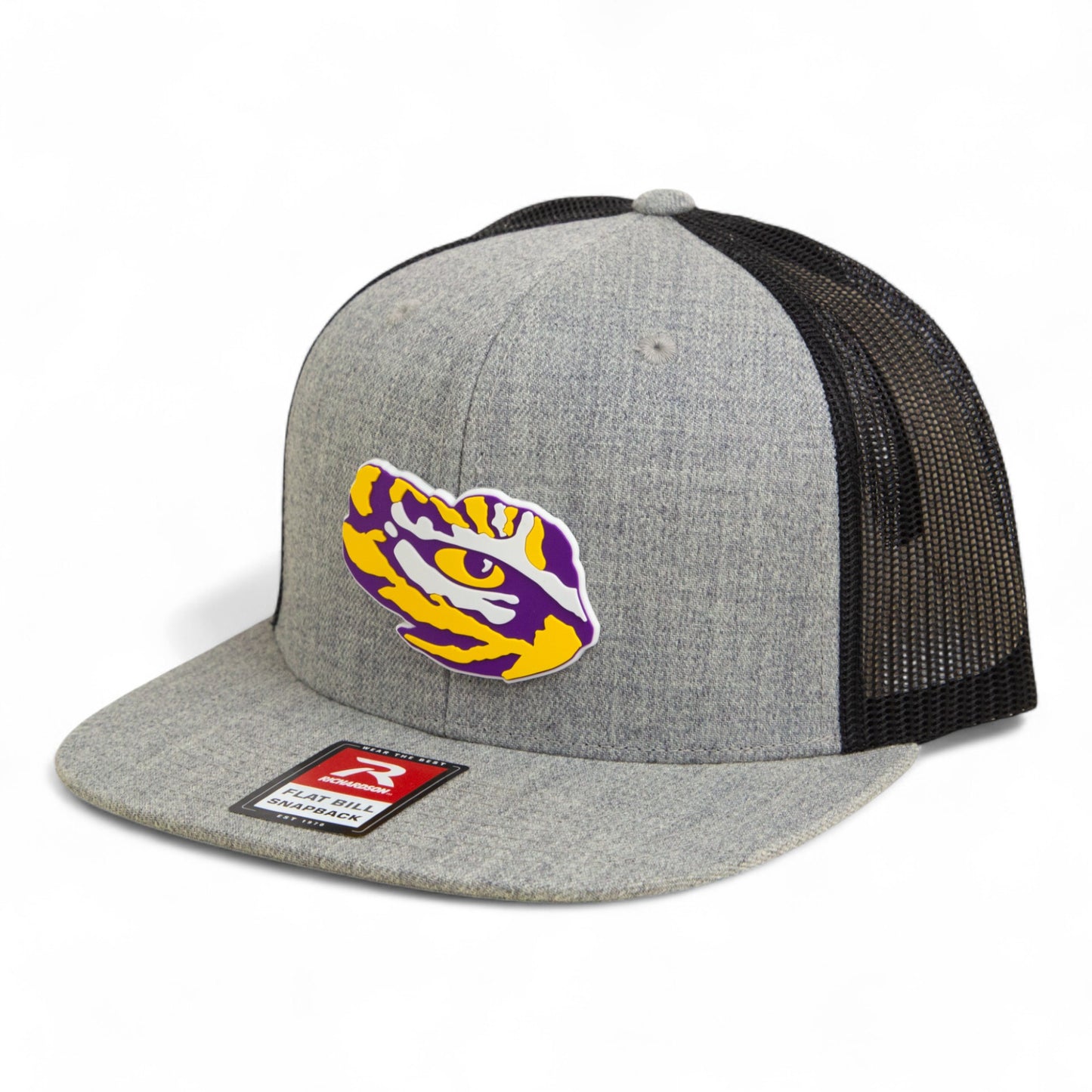 LSU Tiger Eye 3D Wool Blend Flat Bill Hat- Heather Grey/ Black