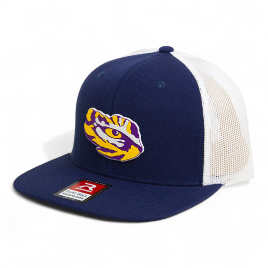 LSU Tiger Eye 3D Wool Blend Flat Bill Hat- Navy/ White