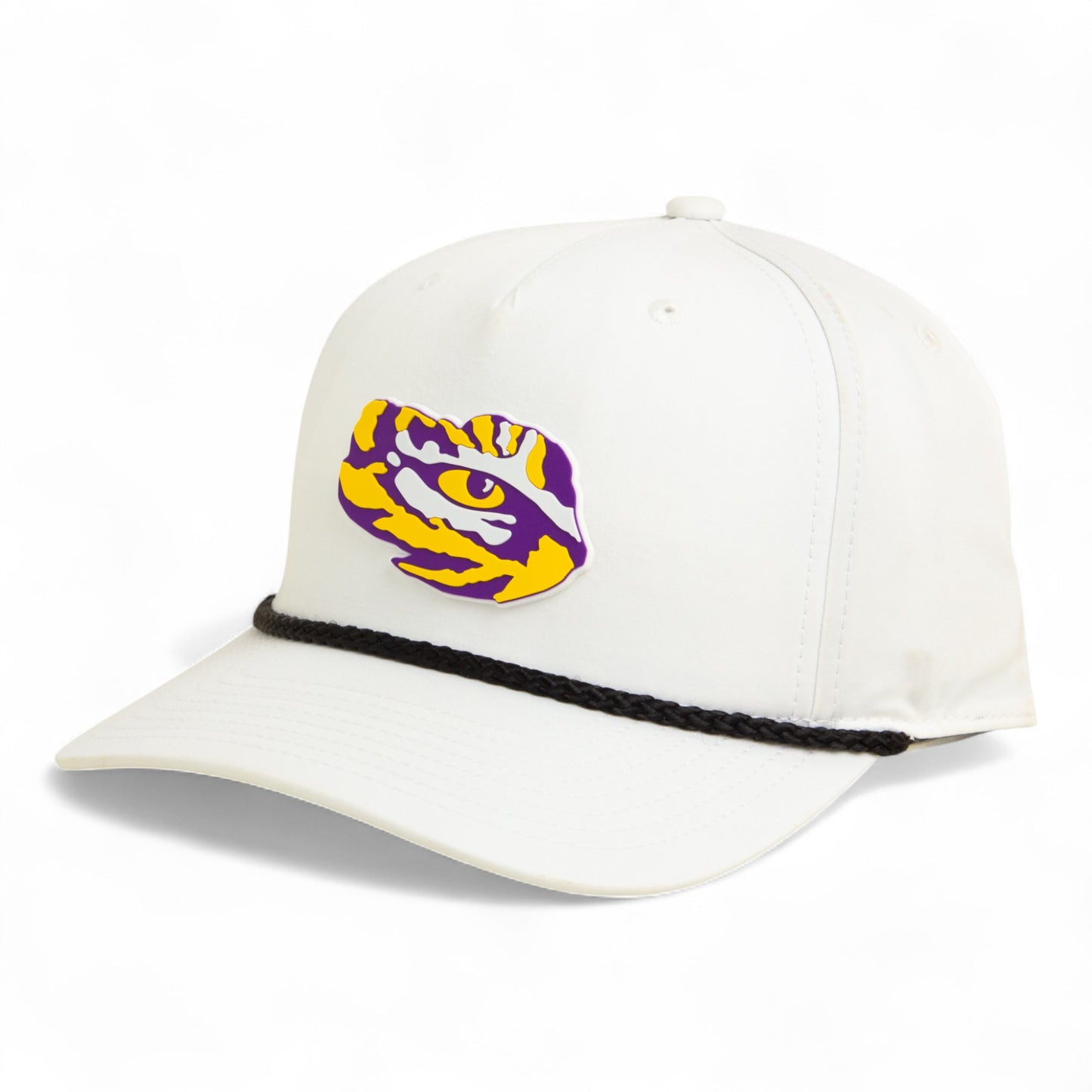 LSU Tiger Eye 3D Five Panel Classic Rope Hat- White/ Black
