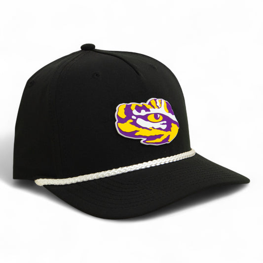LSU Tiger Eye 3D Five Panel Classic Rope Hat- Black/ White
