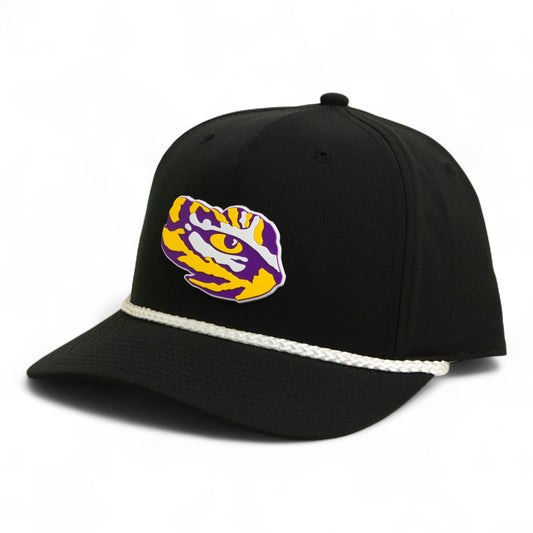 LSU Tiger Eye 3D Five Panel Classic Rope Hat- Black/ White