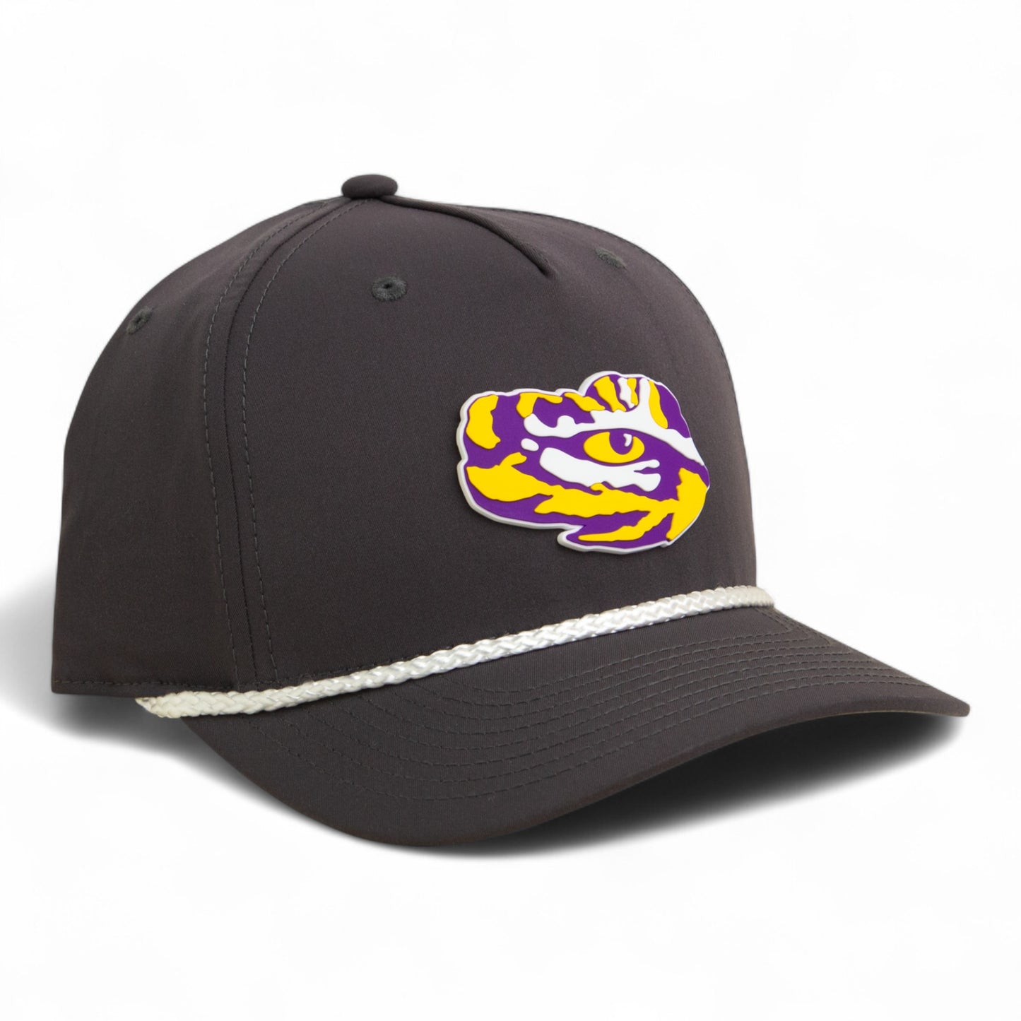 LSU Tiger Eye 3D Five Panel Classic Rope Hat- Charcoal/ White