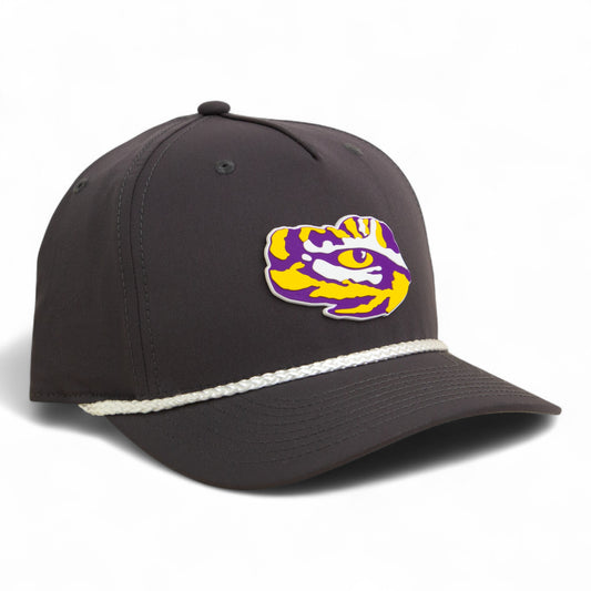 LSU Tiger Eye 3D Five Panel Classic Rope Hat- Charcoal/ White