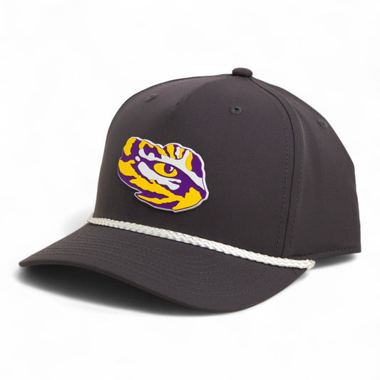 LSU Tiger Eye 3D Five Panel Classic Rope Hat- Charcoal/ White