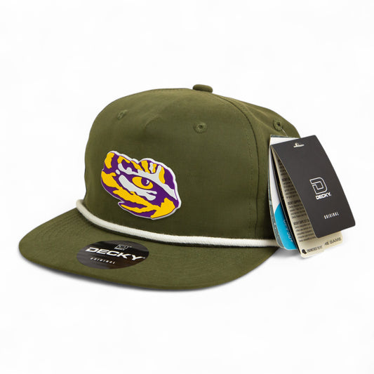 LSU Tiger Eye 3D Classic Rope Hat- Olive/ White