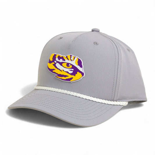LSU Tiger Eye 3D Five Panel Classic Rope Hat- Grey/ White