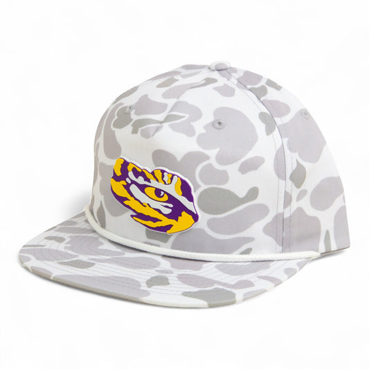 LSU Tiger Eye 3D Umpqua Rope Hat- Blizzard Duck Camo/ White