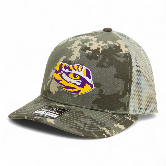 LSU Tiger Eye 3D Snapback Trucker Hat- Military Digital Camo
