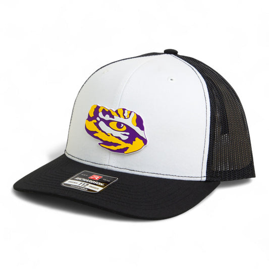 LSU Tiger Eye 3D Snapback Trucker Hat- White/ Black