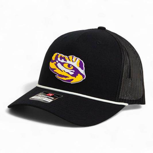 LSU Tiger Eye 3D Snapback Trucker Rope Hat- Black/ White