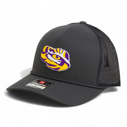 LSU Tiger Eye 3D Snapback Trucker Rope Hat- Charcoal