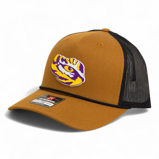 LSU Tiger Eye 3D Snapback Trucker Rope Hat- Caramel/ Black