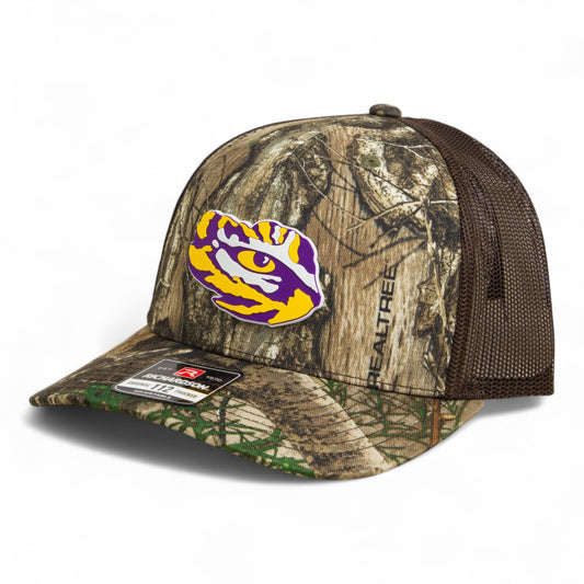 LSU Tiger Eye 3D Snapback Trucker Hat- Realtree Edge/ Brown