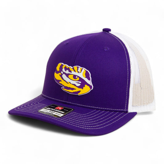 LSU Tiger Eye 3D Snapback Trucker Hat- Purple/ White