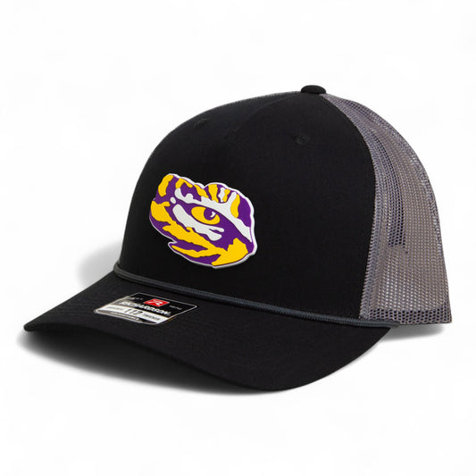 LSU Tiger Eye 3D Snapback Trucker Rope Hat- Black/ Charcoal
