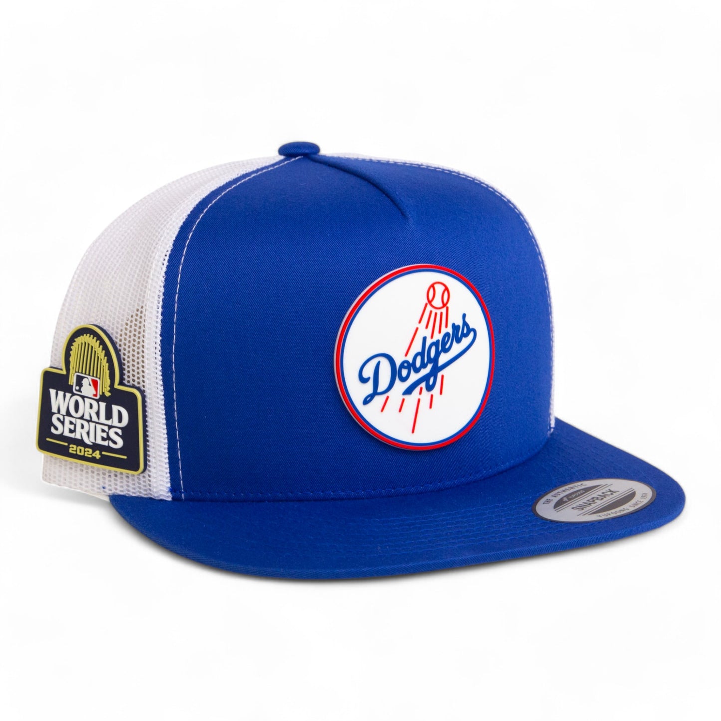 Los Angeles Dodgers 2024 World Series 3D YP Snapback Flat Bill Trucker Hat- Royal/ White