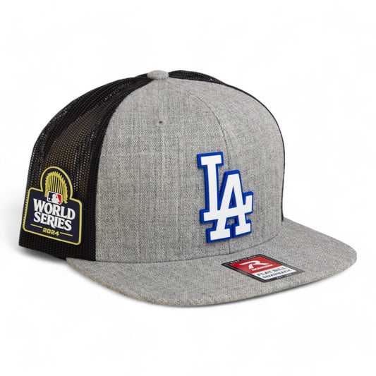 LA Dodgers 2024 World Series 3D Wool Blend Flat Bill Hat White- Heather Grey/ Black