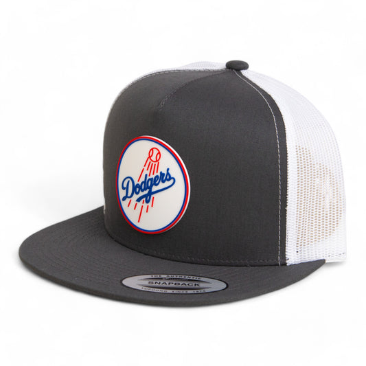 Los Angeles Dodgers 2024 World Series 3D YP Snapback Flat Bill Trucker Hat- Charcoal/ White