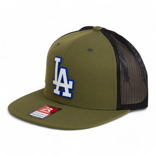 LA Dodgers 2024 World Series 3D Wool Blend Flat Bill Hat White- Loden/ Black