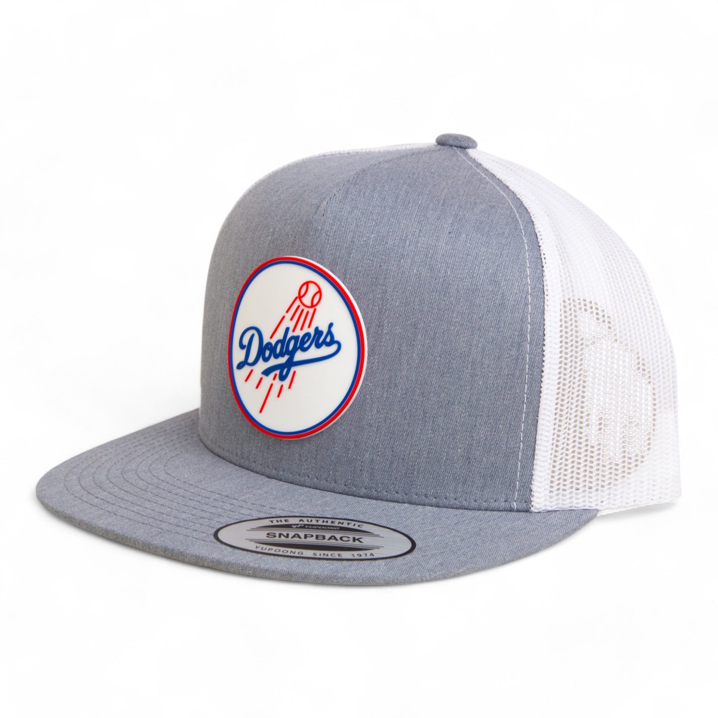 Los Angeles Dodgers 2024 World Series 3D YP Snapback Flat Bill Trucker Hat- Heather Grey/ White