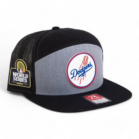 Los Angeles Dodgers 2024 World Series 3D Snapback Seven-Panel Flat Bill Trucker Hat- Heather Grey/ Black