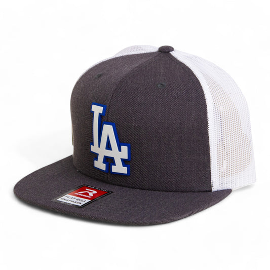 LA Dodgers 2024 World Series 3D Wool Blend Flat Bill Hat White- Heather Charcoal/ White