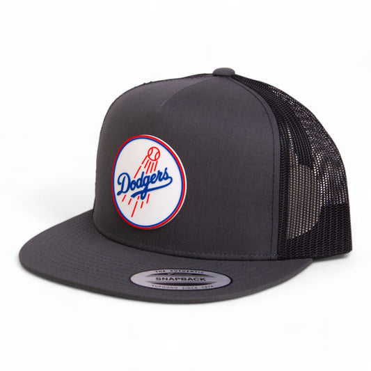 Los Angeles Dodgers 2024 World Series 3D YP Snapback Flat Bill Trucker Hat- Charcoal/ Black